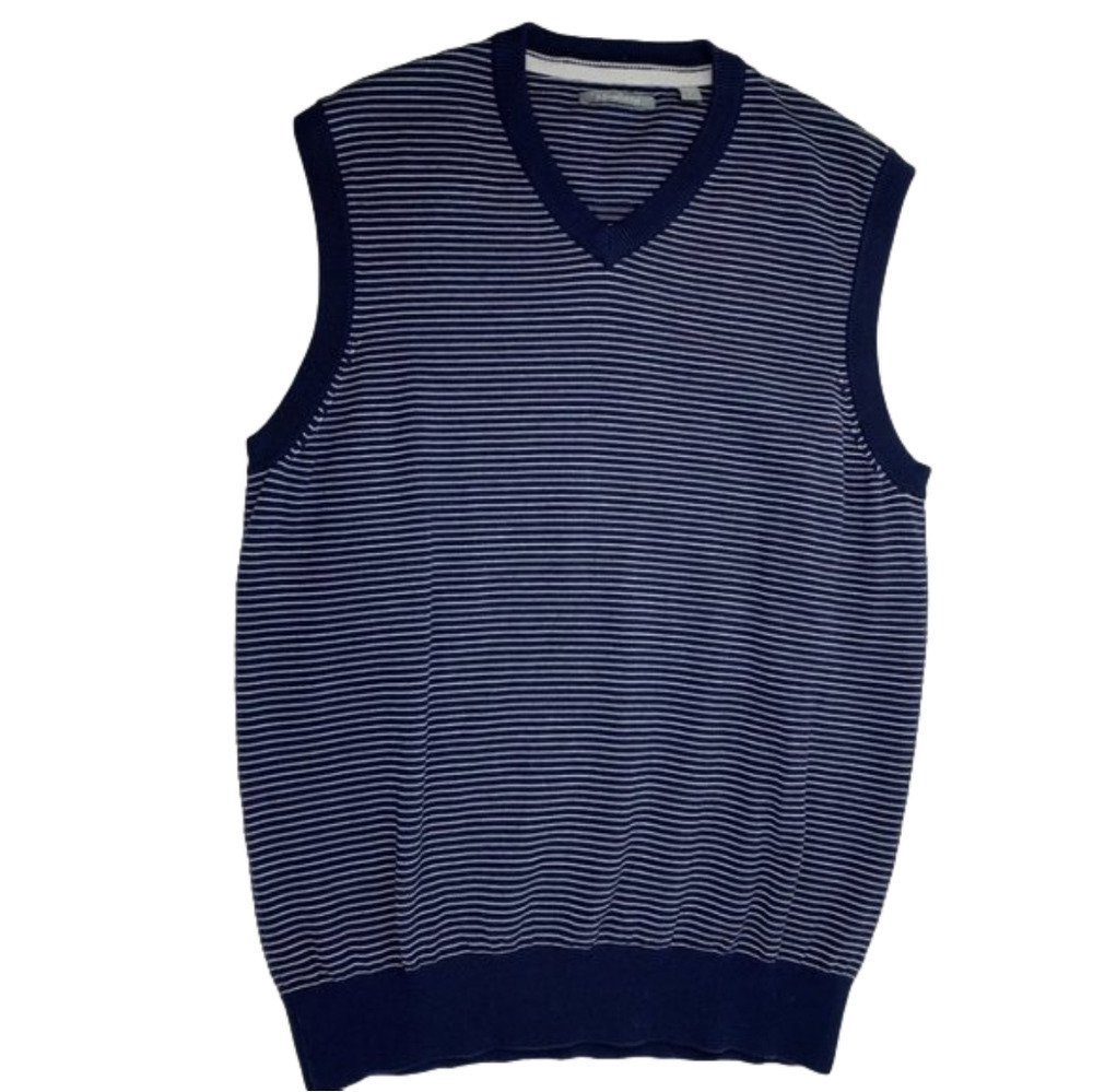 ASHWORTH Navy White Striped Vest  size Medium
